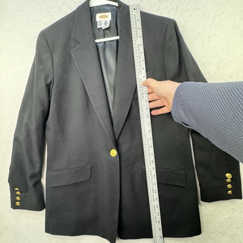 Talbots Size‎ 10 Black Blazer Single Gold Button 100% Wool Career Office Jacket - Picture 4 of 9
